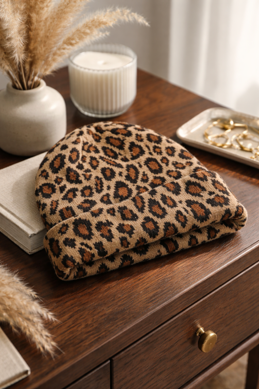 Bonnet classique motif léopard, collection automne hiver