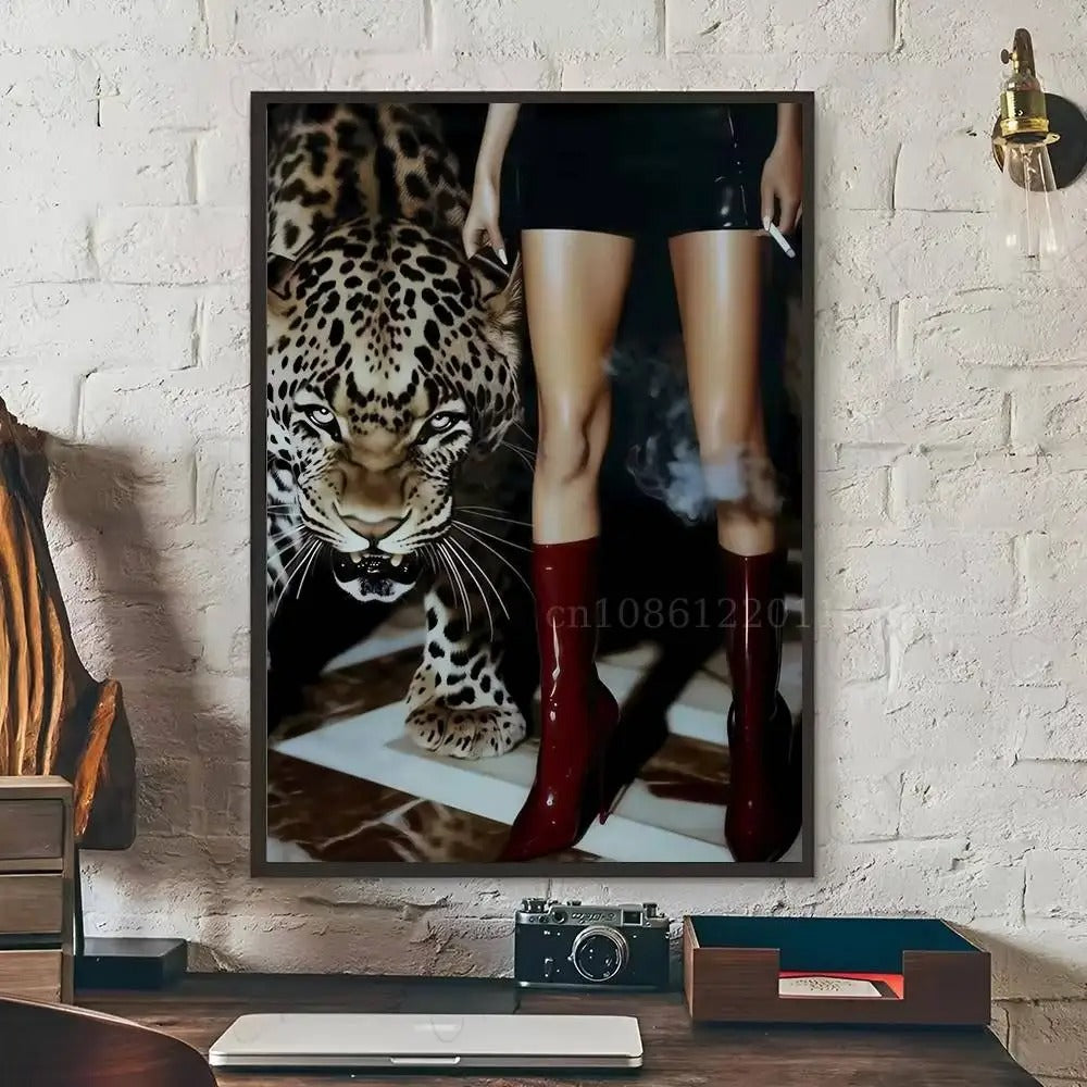 Poster Léopard Art Déco - Affiche Mode Vogue - 5 Visuels au Choix - A4