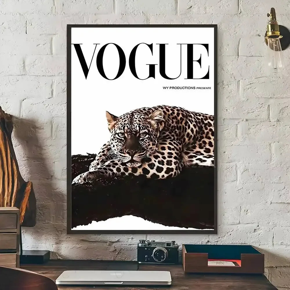 Poster Léopard Art Déco - Affiche Mode Vogue - 5 Visuels au Choix - A4