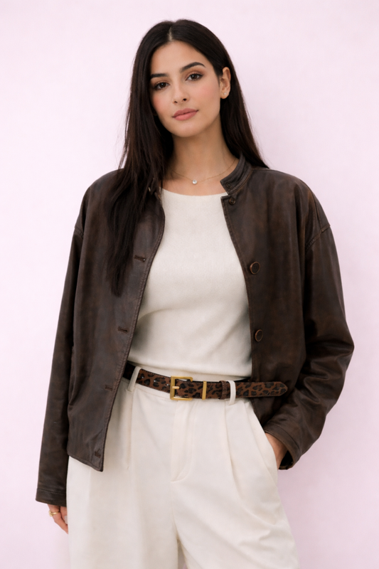 Ceinture Femme Léopard en Cuir Suédé - Style Y2K Tendance