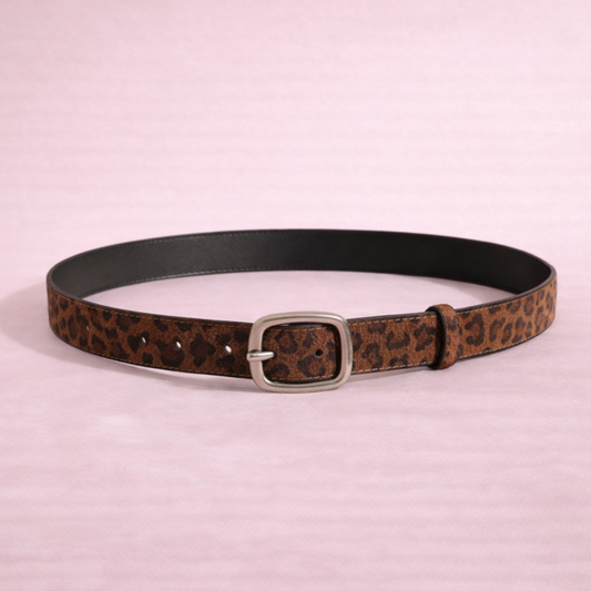 Ceinture Femme Léopard en Cuir Suédé - Style Y2K Tendance