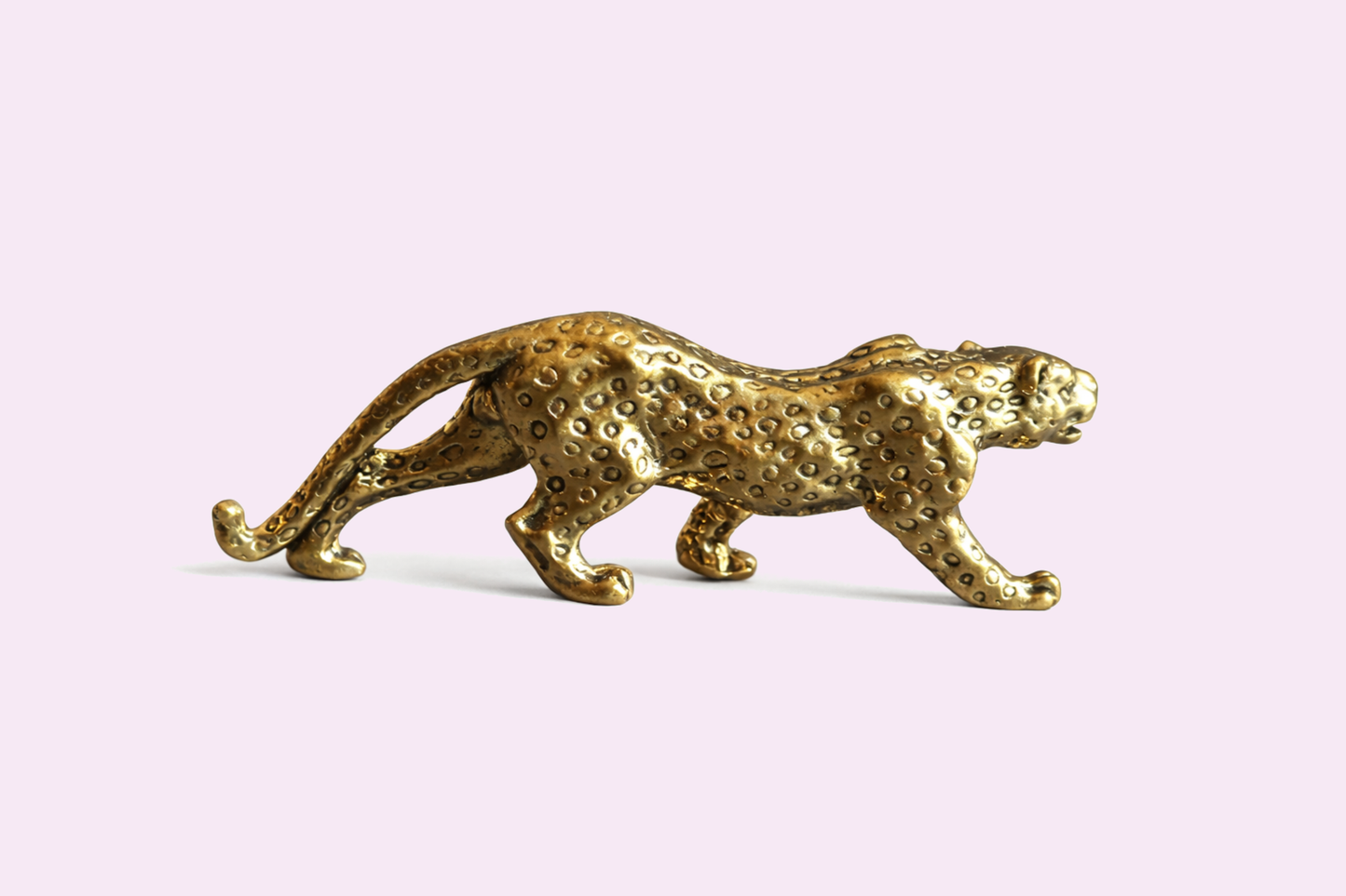 Petite statue de léopard en laiton massif