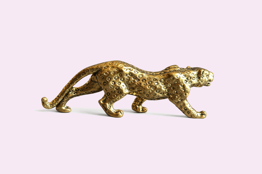 Petite statue de léopard en laiton massif