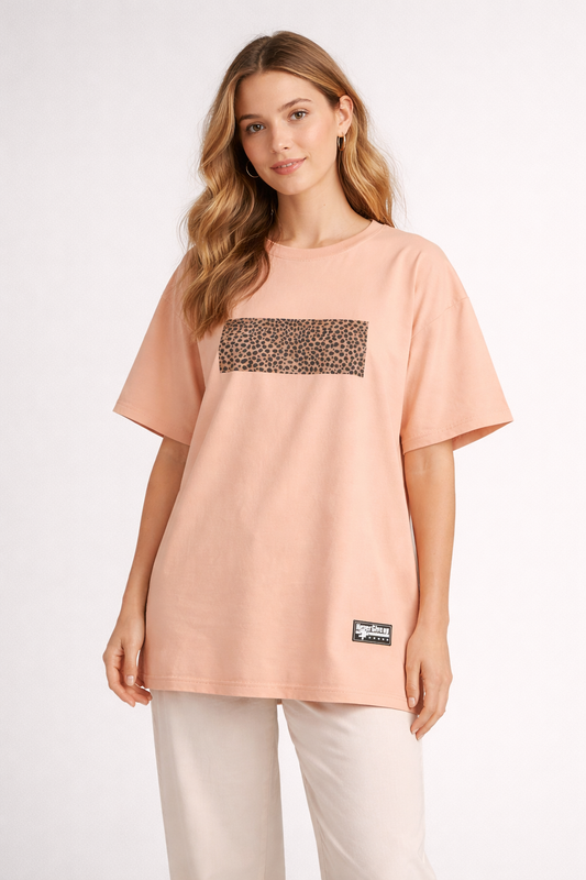 WAVLATII  T-shirt coton épais et naturel pour femme, motif léopard